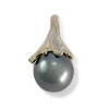 Pendentif d'occasion or 750 2 tons perle de culture de tahiti diamants