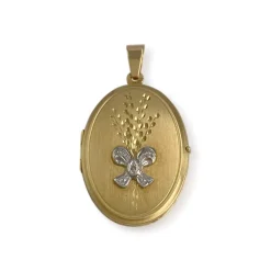 Pendentif d'occasion or 750 2 tons porte photo diamant