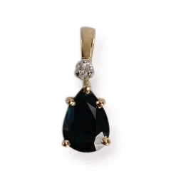 Pendentif d'occasion or 750 2 tons saphir diamant