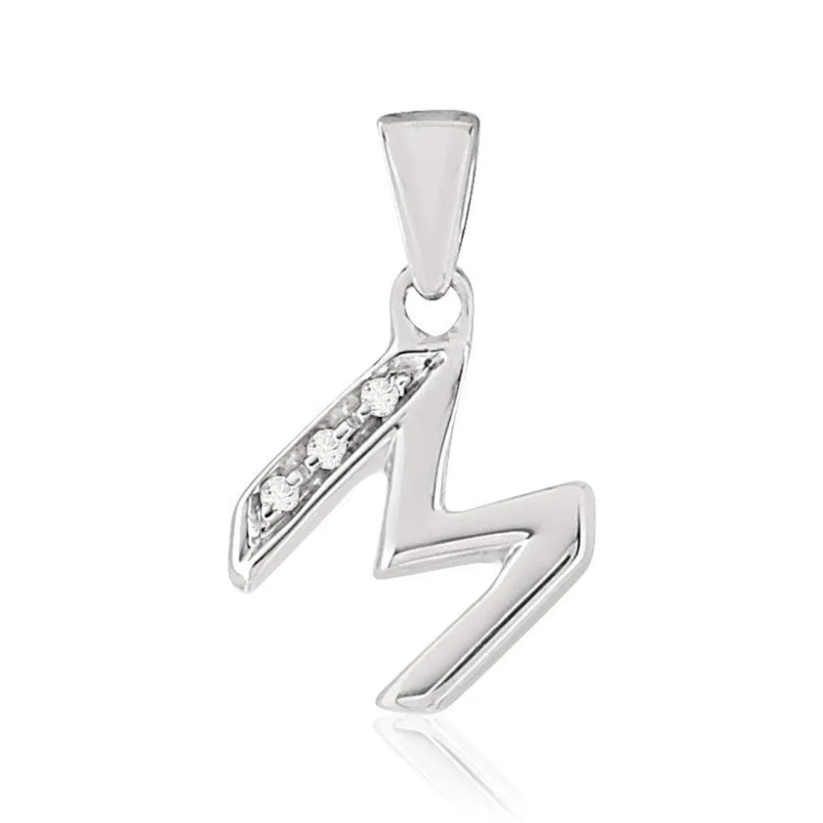 Pendentif or blanc 375 initiale diamants