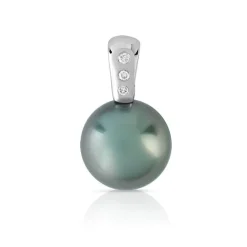 Pendentif or 750 blanc perle de culture de Tahiti et diamants