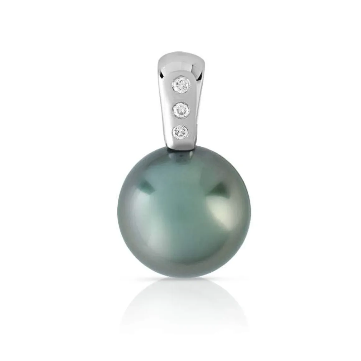 Pendentif or 750 blanc perle de culture de Tahiti et diamants