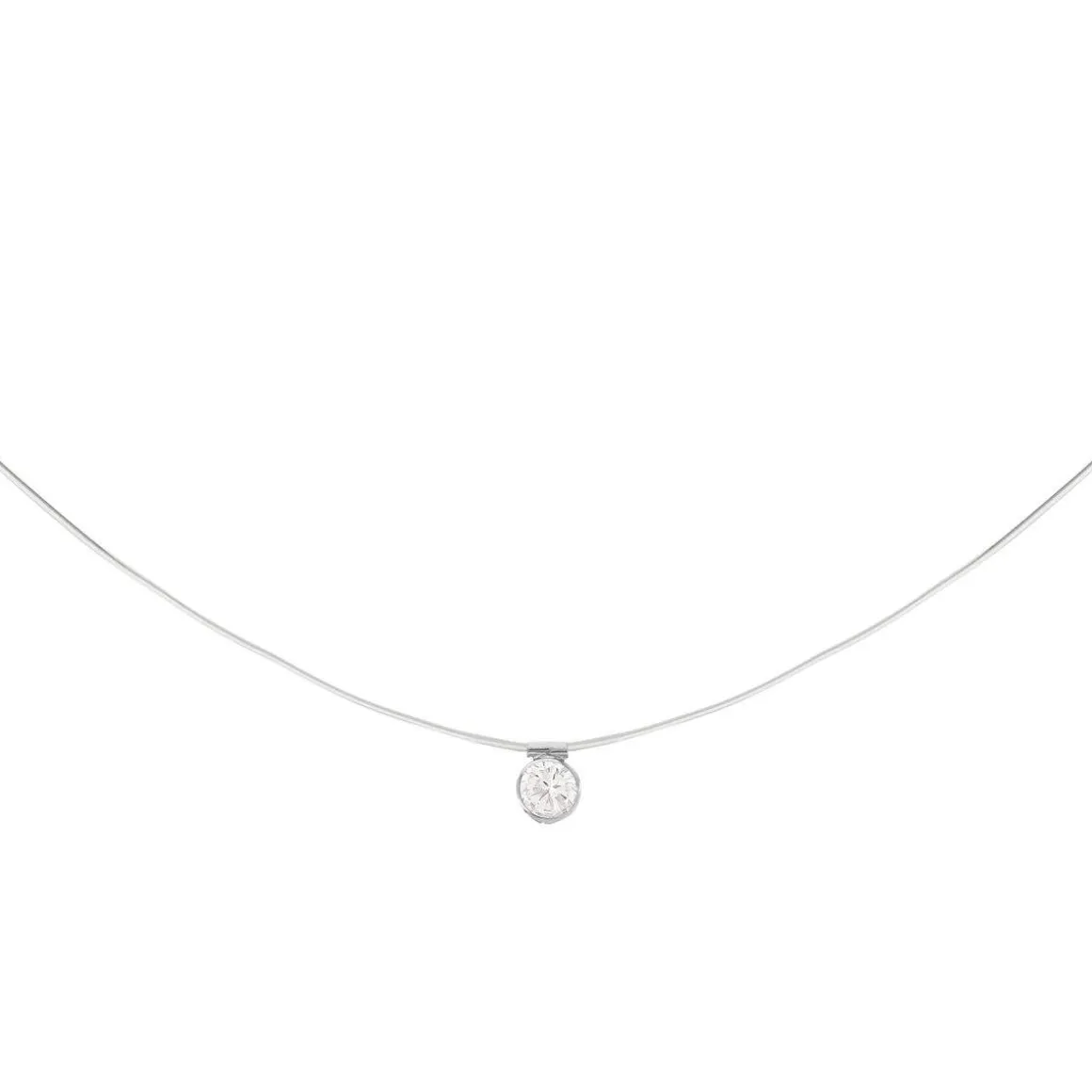 Pendentif or 375 blanc zirconia fil nylon. long. 40.5 cm