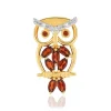 Pendentif or 375 jaune chouette diamants et grenats