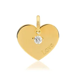 Pendentif or jaune 375 coeur zirconia