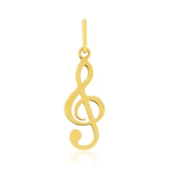 Pendentif or 375 jaune, motif clé de sol
