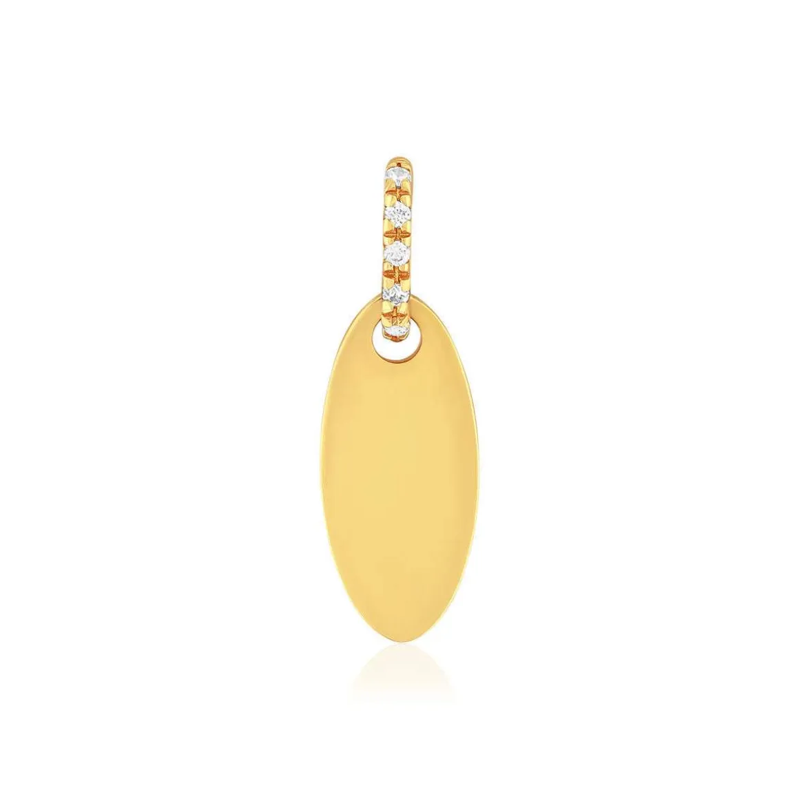 Pendentif or 375 jaune plaque zirconias.
