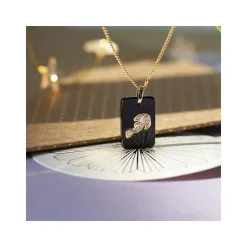 Pendentif or jaune 375 zodiaque verseau onyx noir
