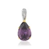Pendentif or 375 2 tons améthyste taille poire et diamant