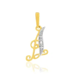 Pendentif or 375 2 tons diamant initiale