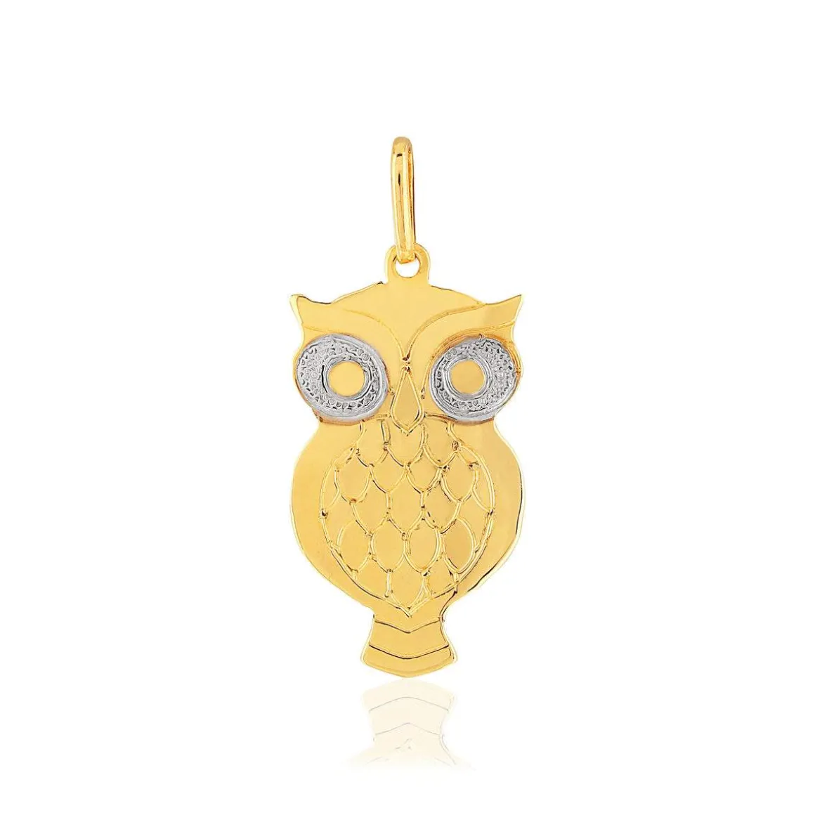 Pendentif or 375 2 tons, motif hibou