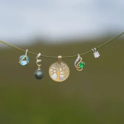 Pendentif or 375 2 tons topaze bleue traitée forme de coeur