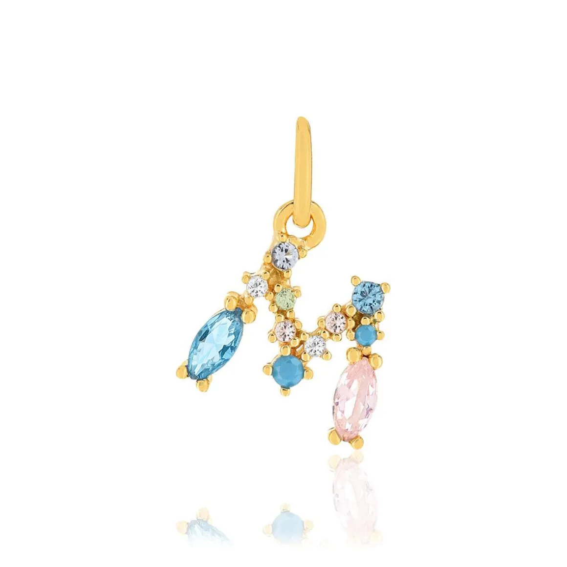 Pendentif plaqué or initiale pierres imitation