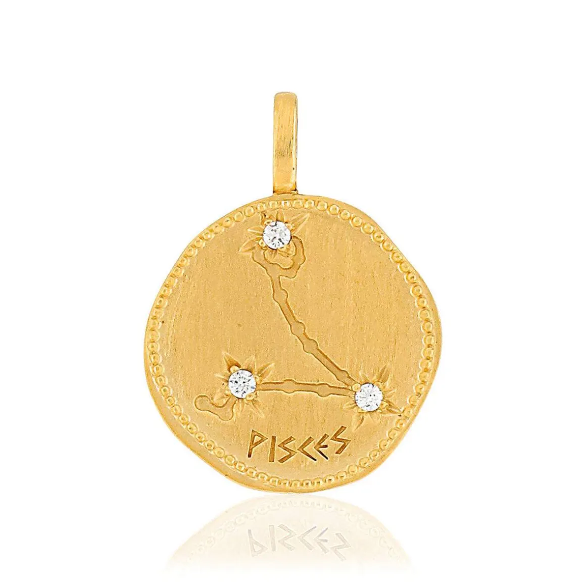 Pendentif plaqué or mat constellation zodiaque poisson zirconias