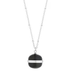 Sautoir acier agate noire 76 cm