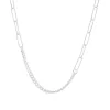 Sautoir argent 925, maille trombone et gourmette 80cm