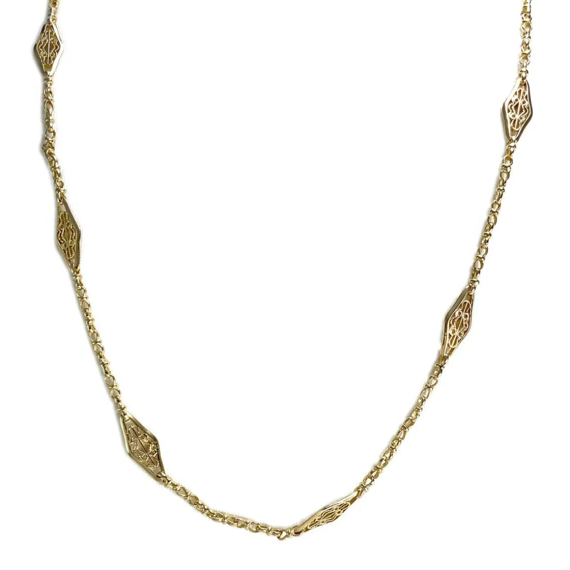 Sautoir d'occasion or 750 jaune maille fantaisie 85 cm
