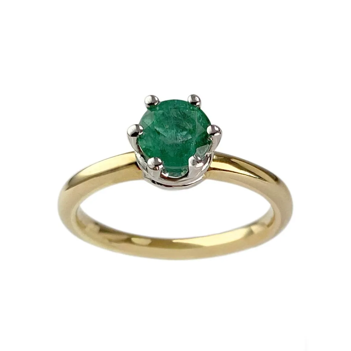 Solitaire d'occasion or 585 bicolore émeraude