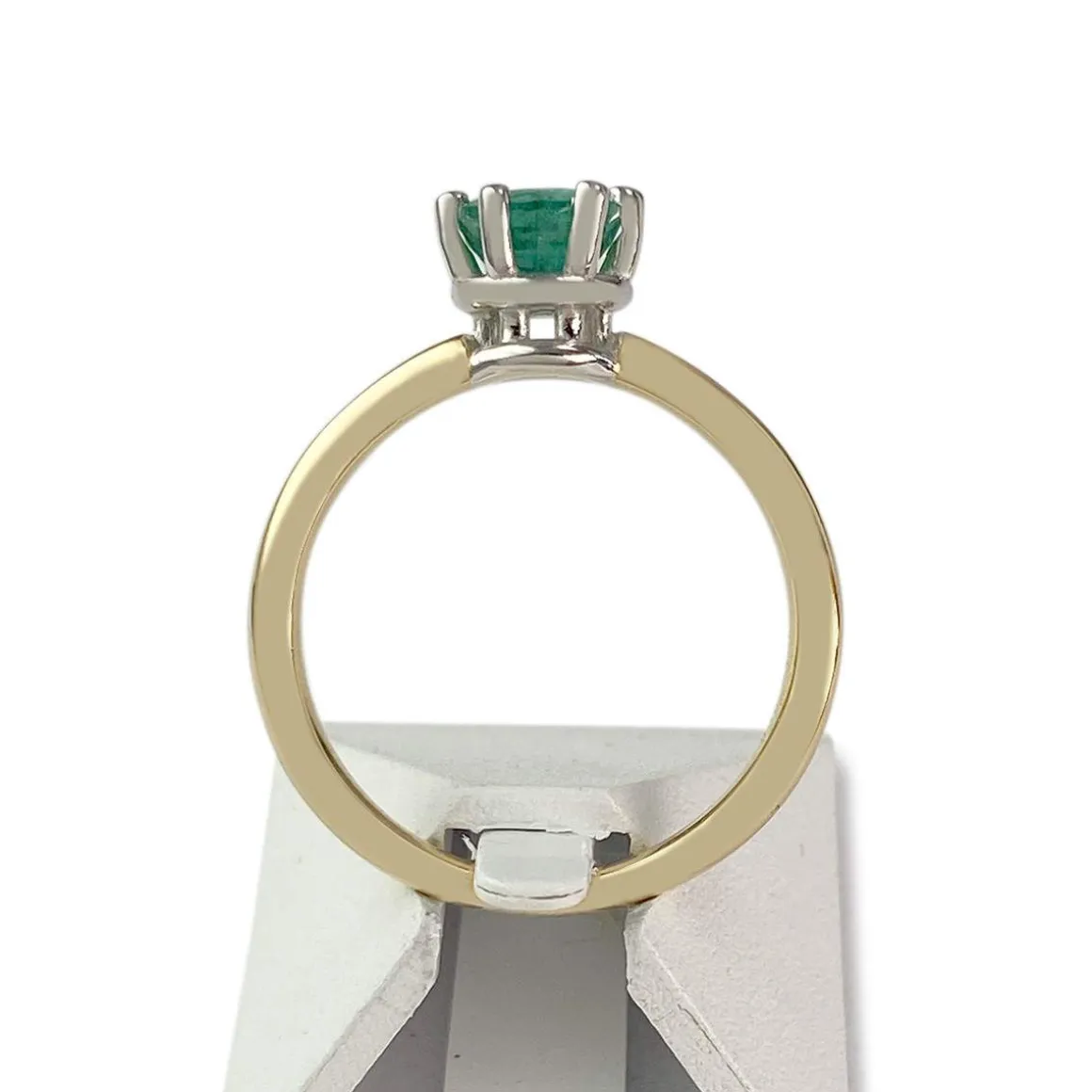 Solitaire d'occasion or 585 bicolore émeraude