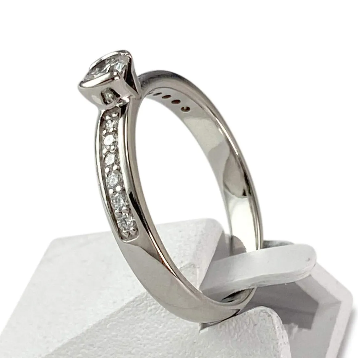 Solitaire d'occasion or 750 blanc diamants