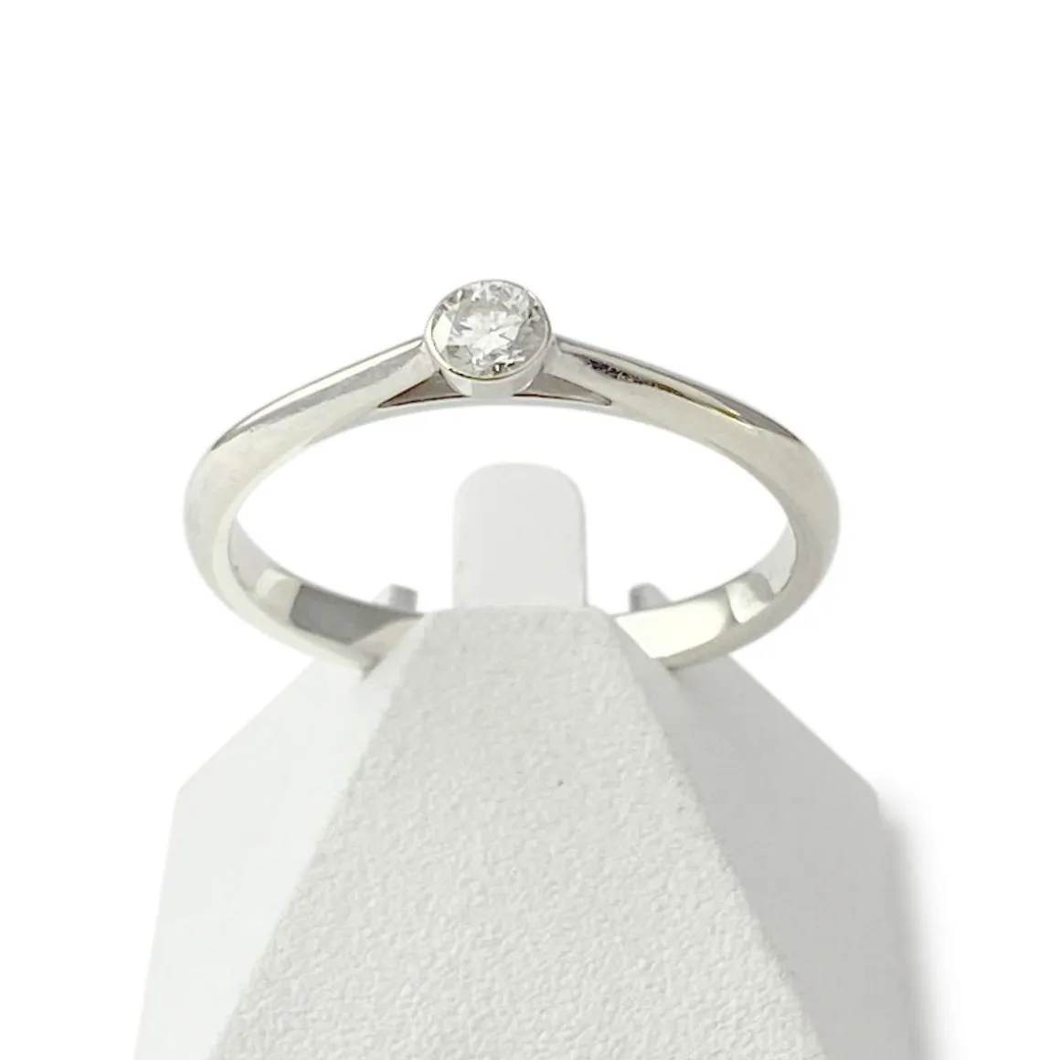 Solitaire d'occasion or 375 blanc diamant