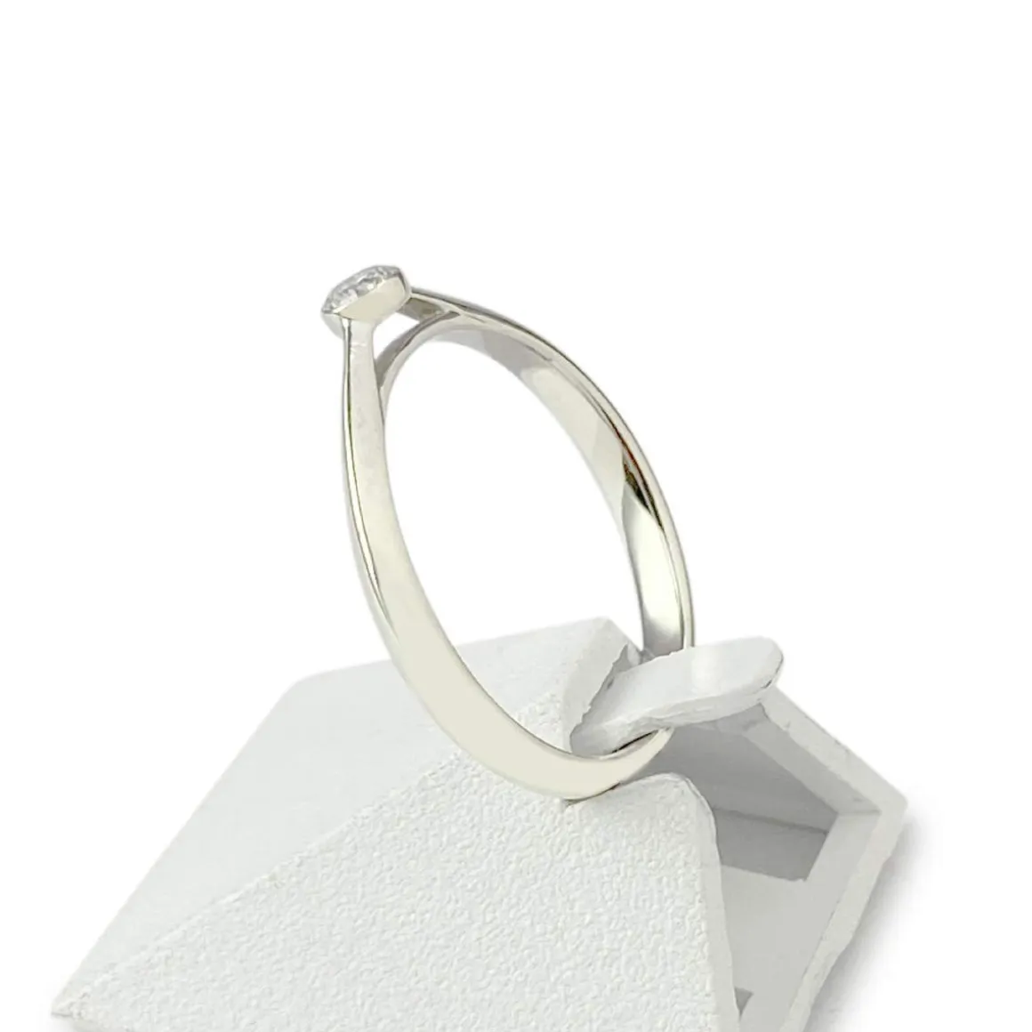 Solitaire d'occasion or 375 blanc diamant
