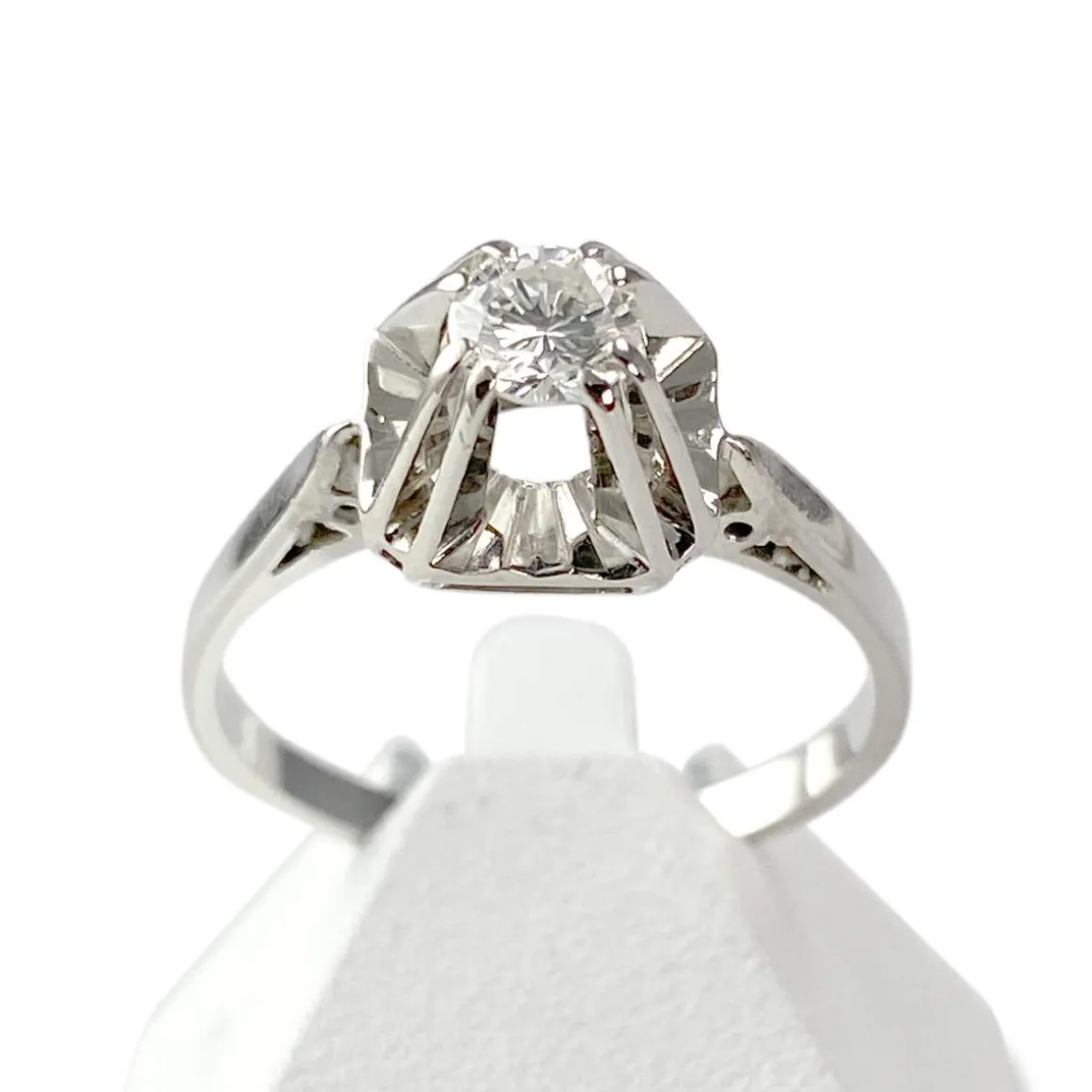 Solitaire d'occasion or 750 blanc diamant