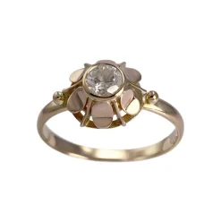 Solitaire d'occasion or 750 rose zirconia