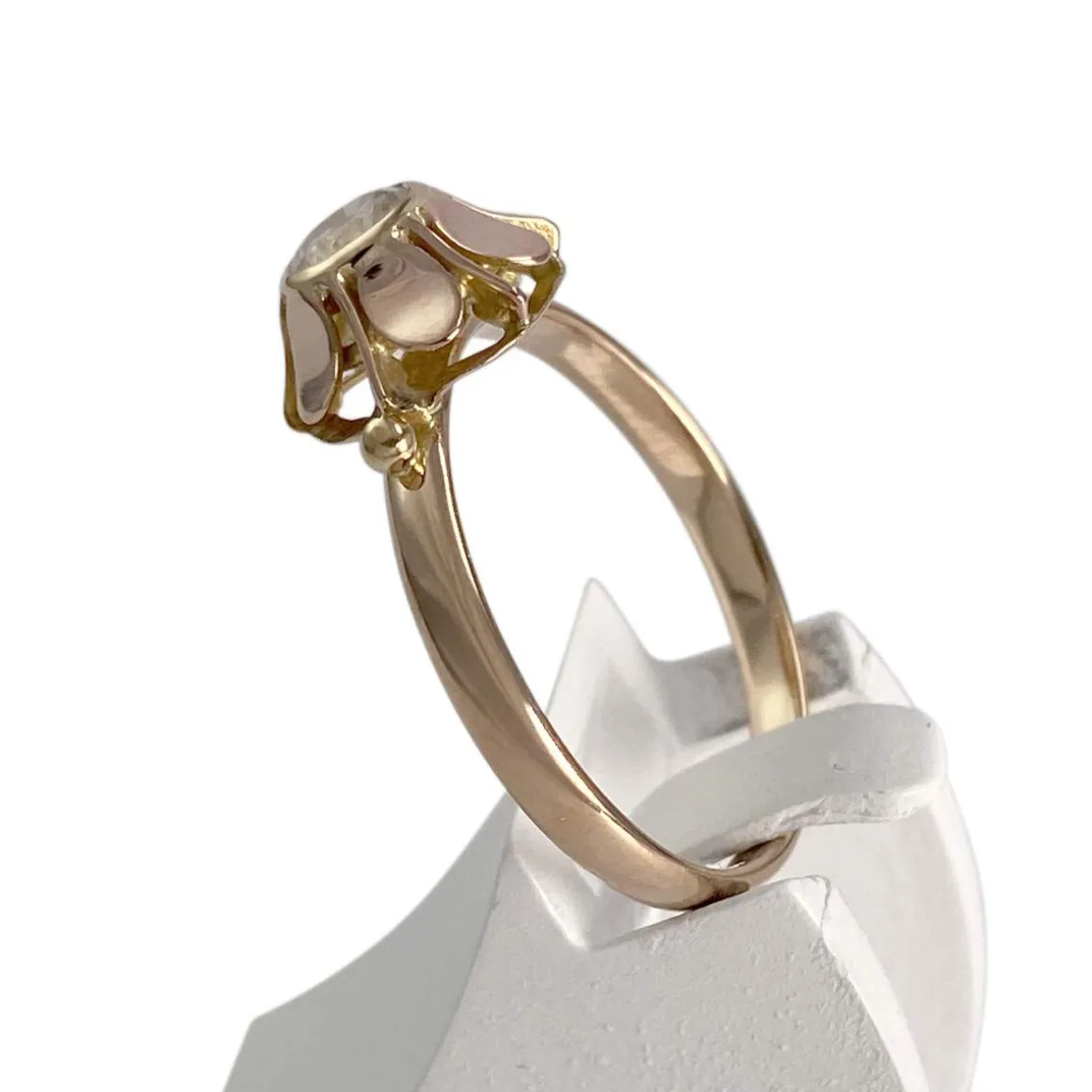 Solitaire d'occasion or 750 rose zirconia