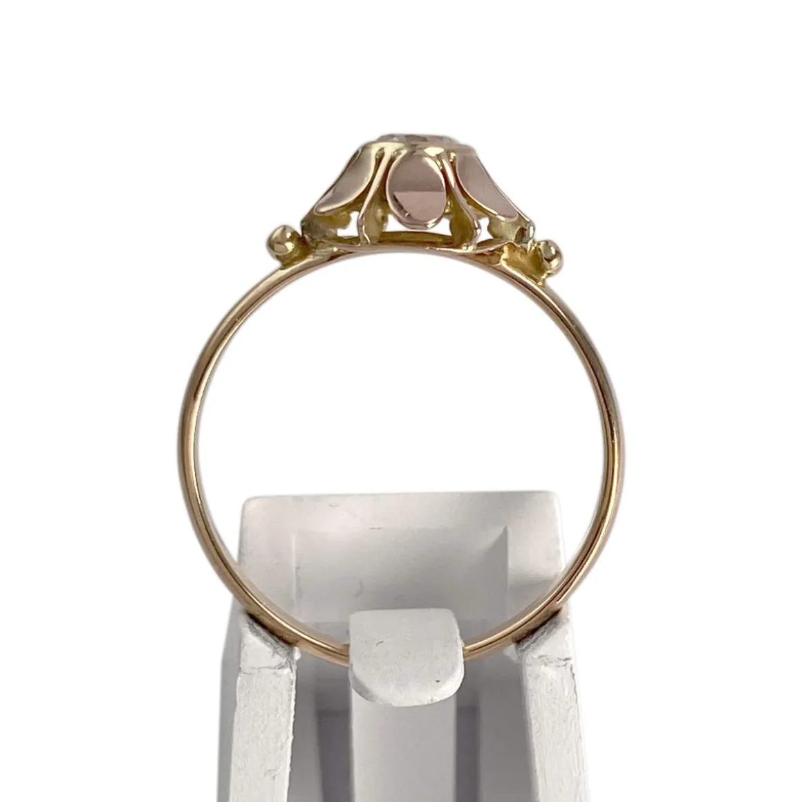 Solitaire d'occasion or 750 rose zirconia