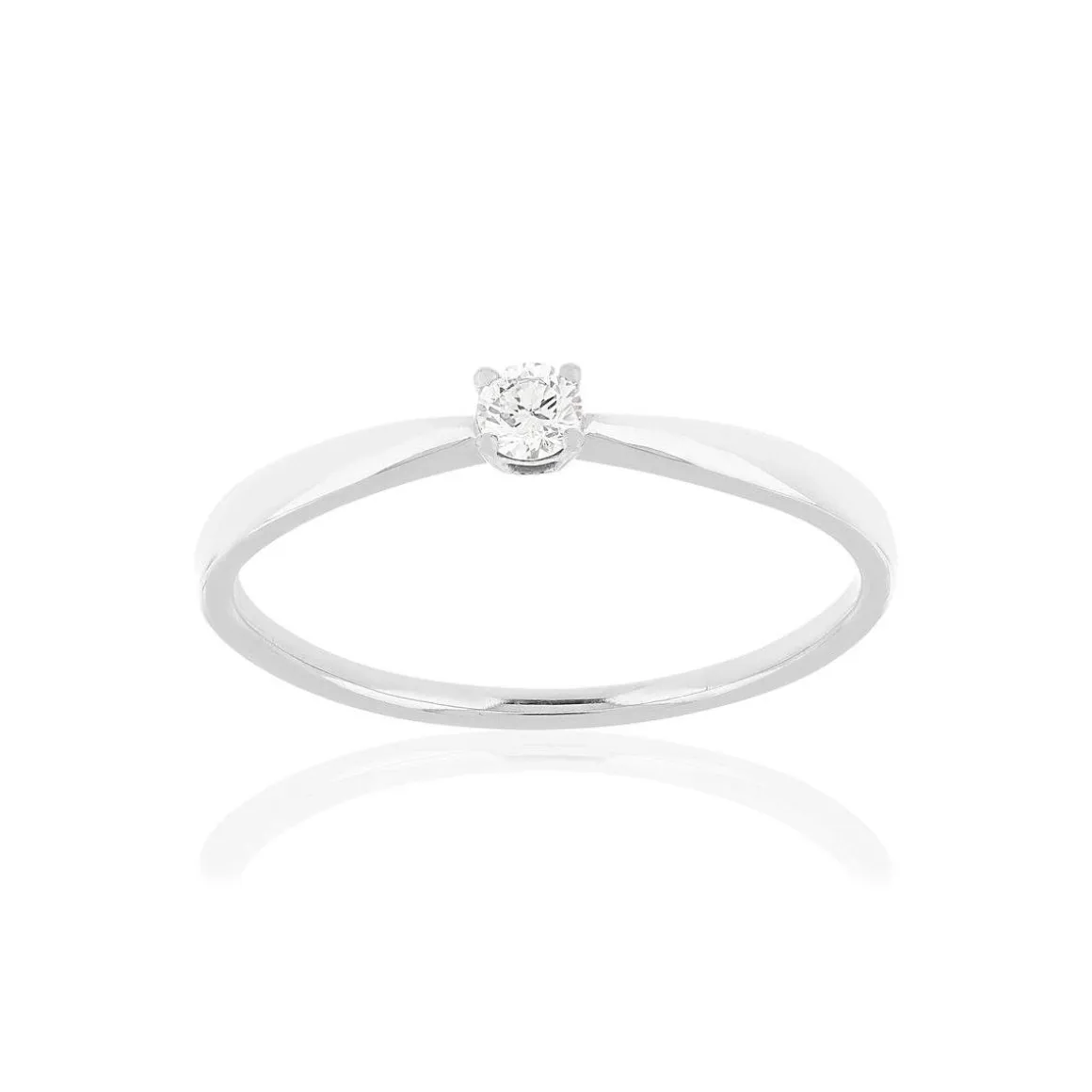 Solitaire or blanc 750 diamant 0.08 carat h/si