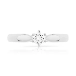Solitaire or 750 blanc diamant 0,2 carat