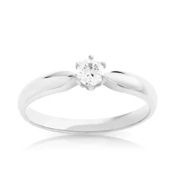 Solitaire or 750 blanc diamant 0,2 carat