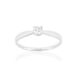 Solitaire or blanc 750 diamant 0.23 carat h/si
