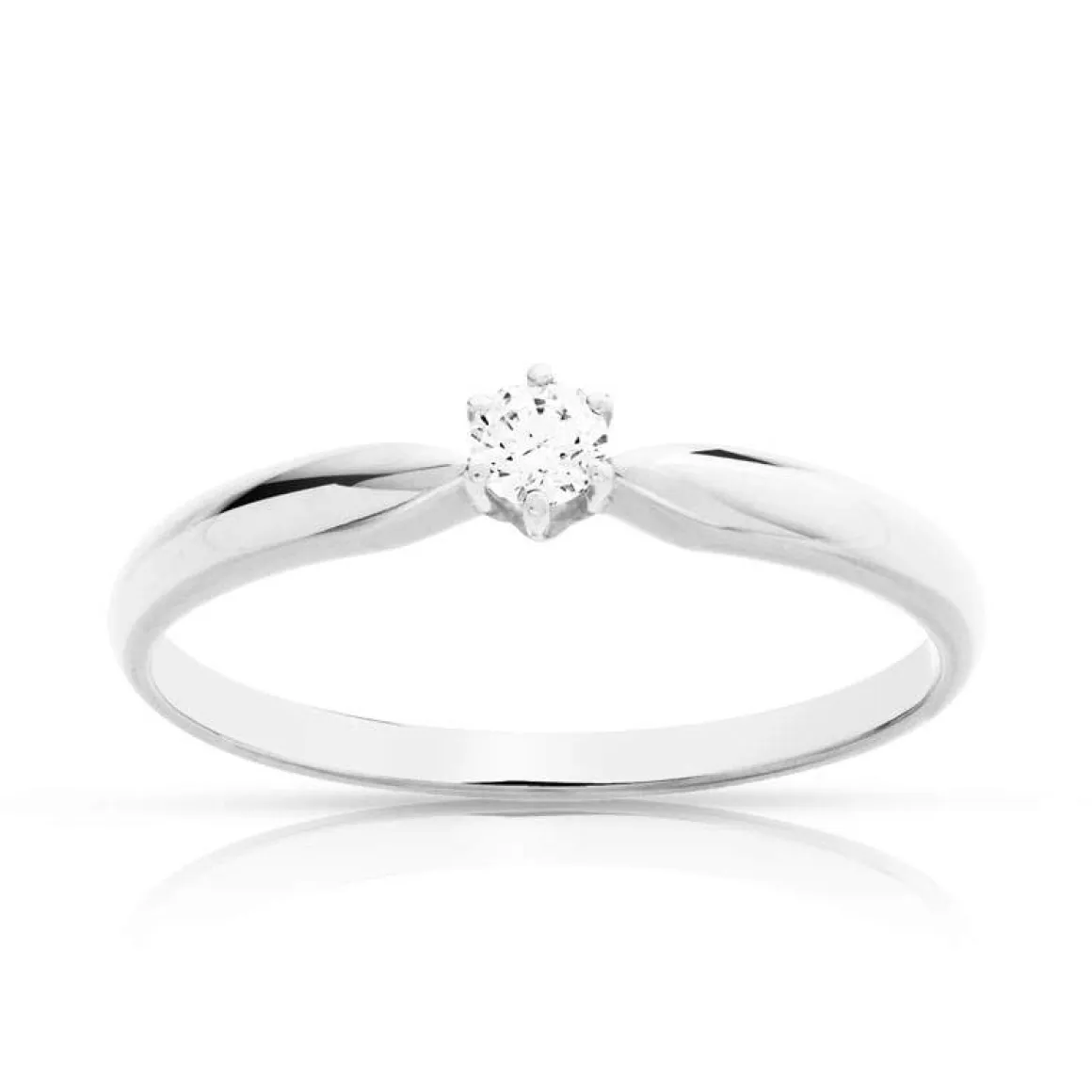 Solitaire or 750 blanc diamant 0,1 carat