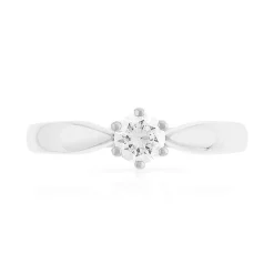Solitaire or 750 blanc diamant 0,3 carat