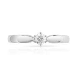 Solitaire or 750 blanc diamant 0,15 carat