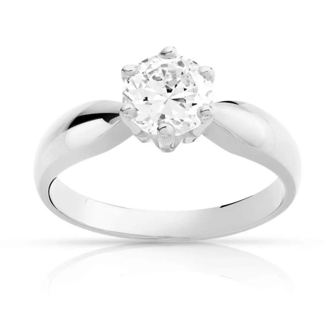 Solitaire or 750 blanc diamant 1 carat