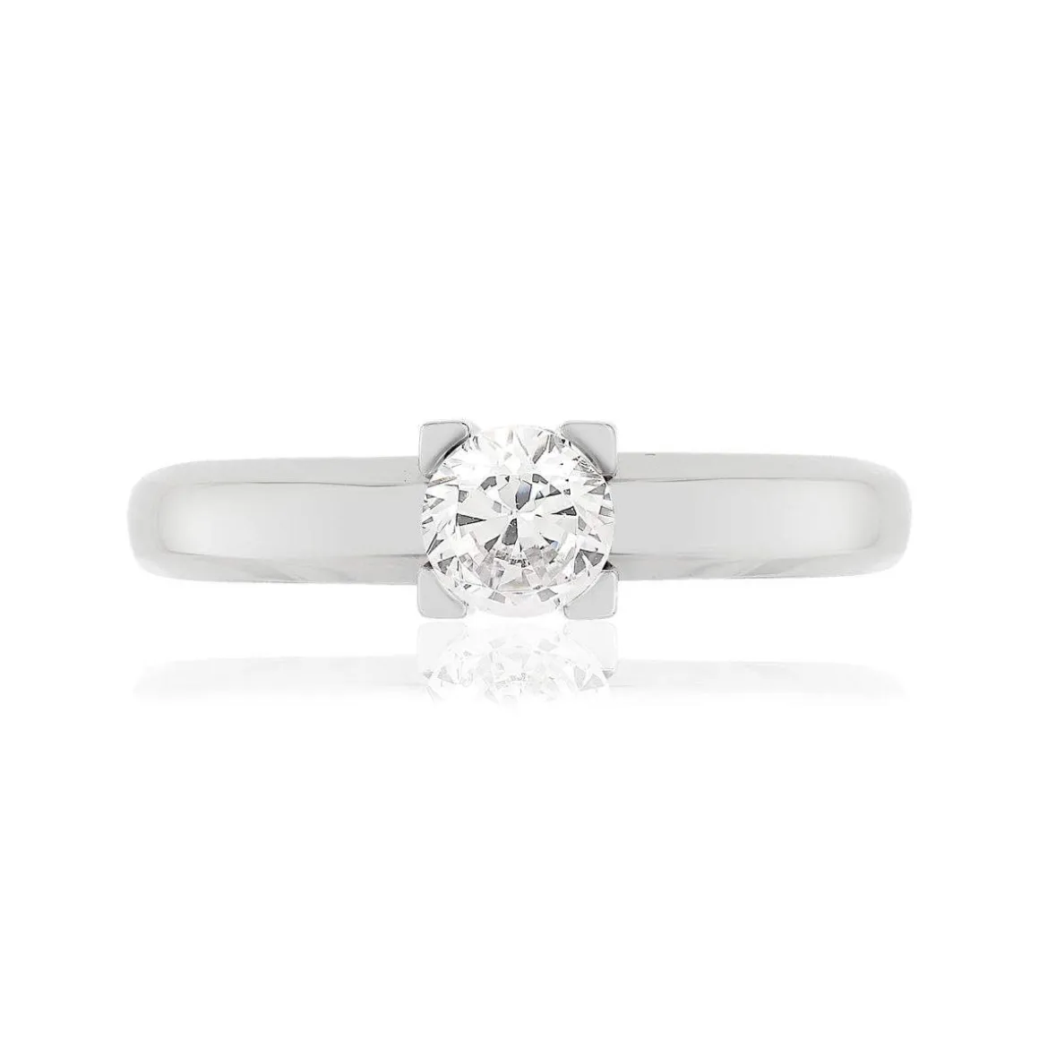 Solitaire or blanc 750 diamant 0.50 carat H/SI