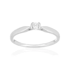 Solitaire or 750 blanc diamant HP1 0.15 carat