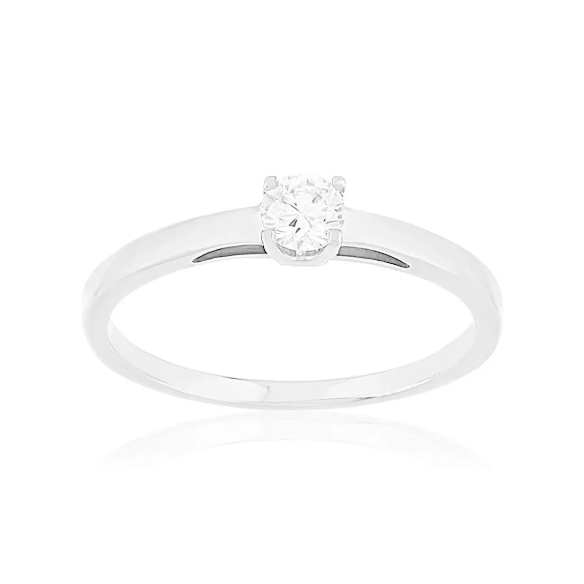 Solitaire or 750 blanc diamant HP1 0.15 carat