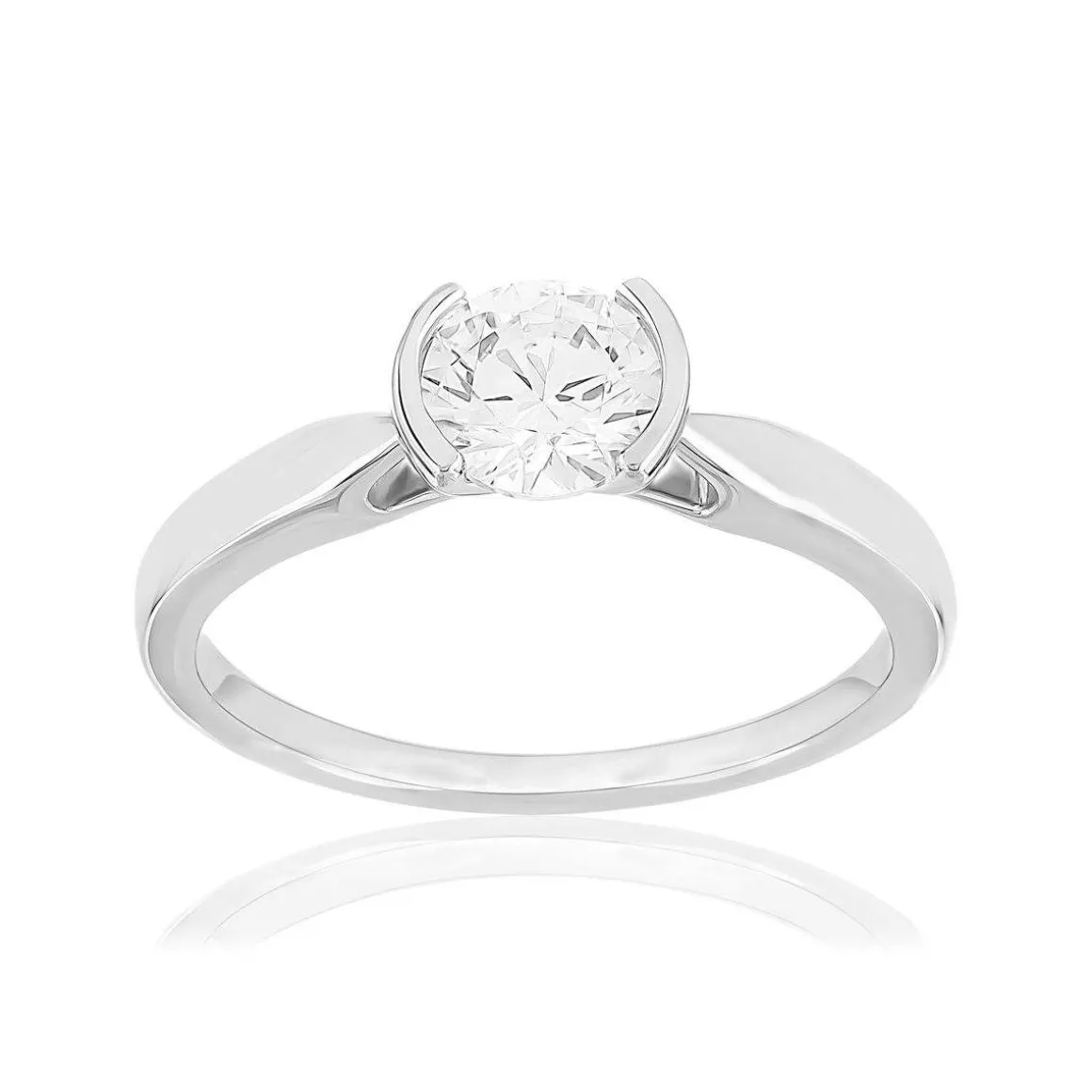 Solitaire or 750 blanc diamant HP1 0.7 carat