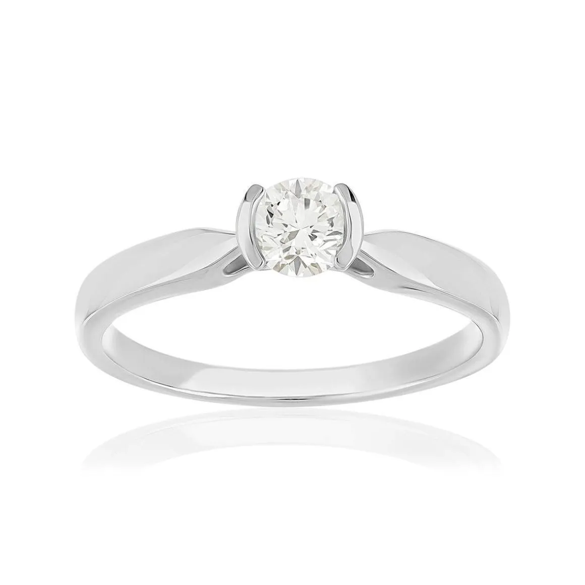 Solitaire or 750 blanc diamant HP1 0.3 carat