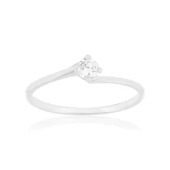 Solitaire or 750 blanc diamant HP1 0.15 carat