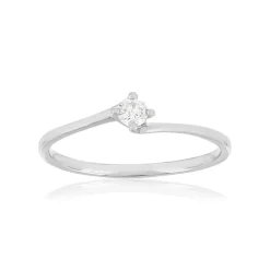 Solitaire or 750 blanc diamant HP1 0.1 carat