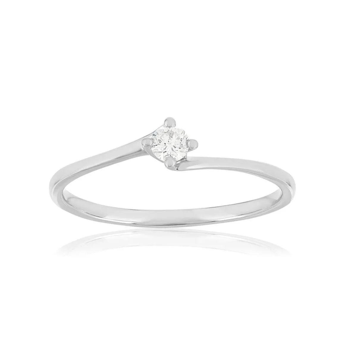 Solitaire or 750 blanc diamant HP1 0.1 carat
