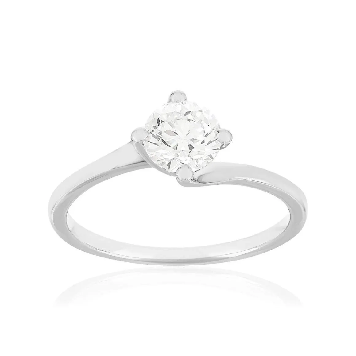 Solitaire or 750 blanc diamant HP1 0.8 carat