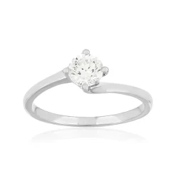 Solitaire or 750 blanc diamant HP1 0.5 carat
