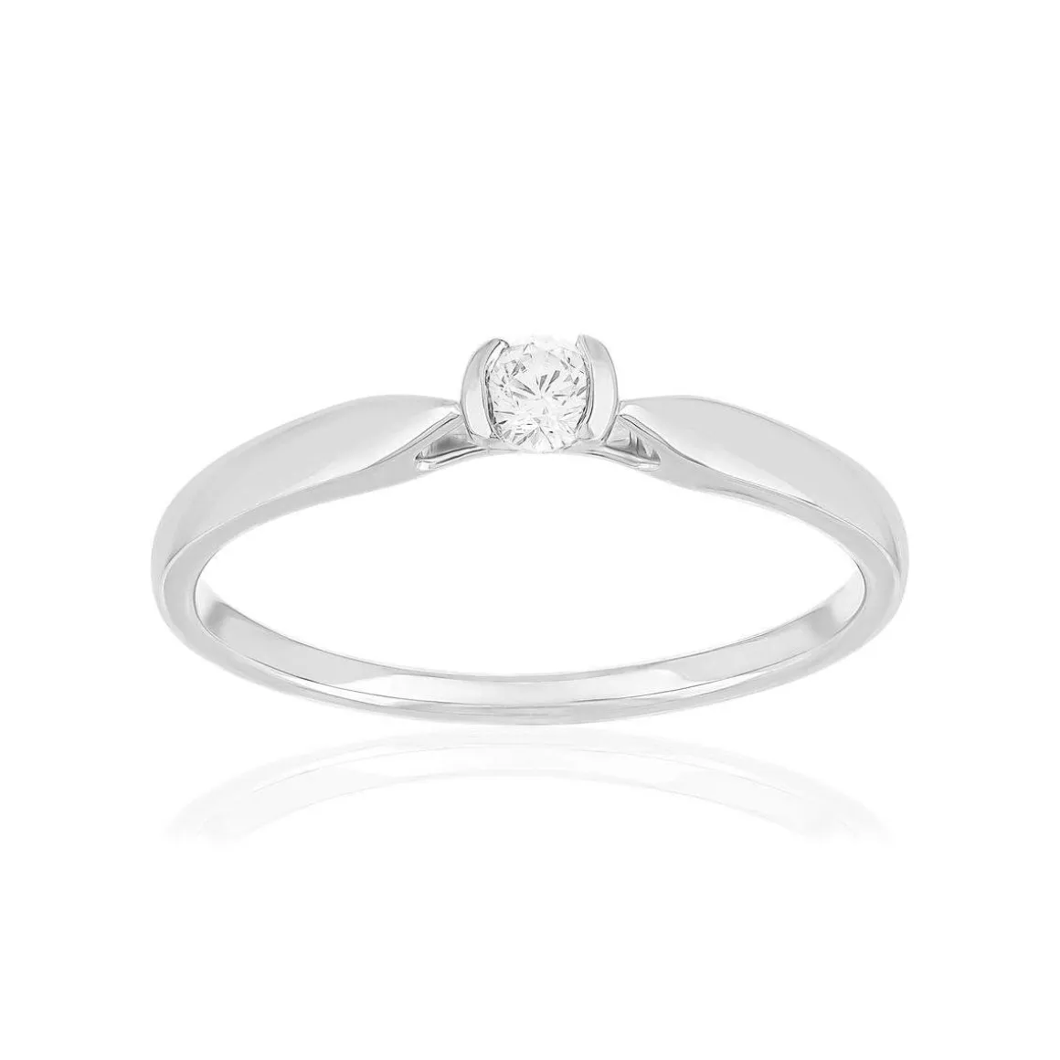 Solitaire or 750 blanc diamant HSI 0.15 carat