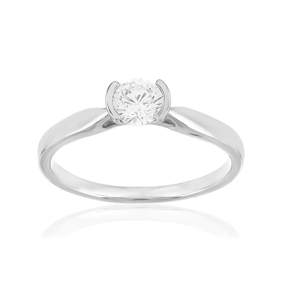Solitaire or 750 blanc diamant HSI 0.4 carat